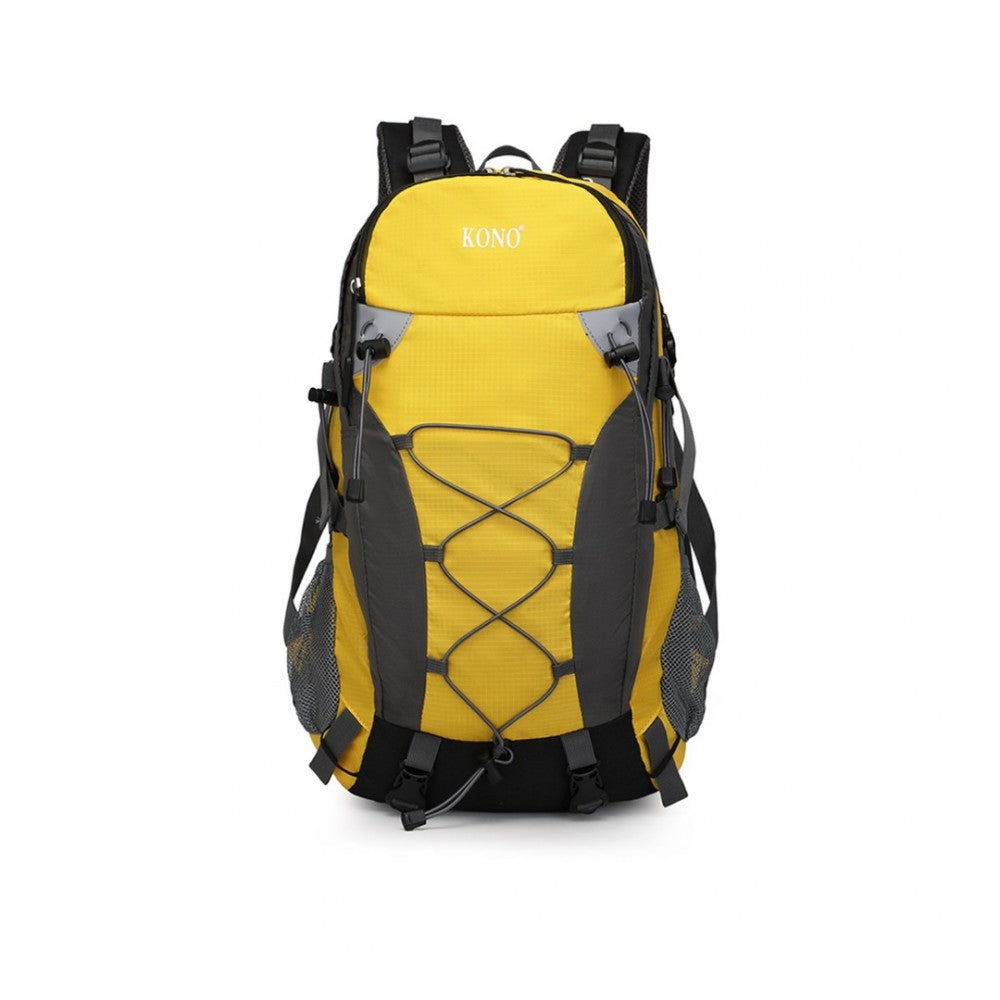 EQ2238 - KONO MULTI FUNCTIONAL OUTDOOR HIKING BACKPACK WITH RAIN COVER - YELLOW