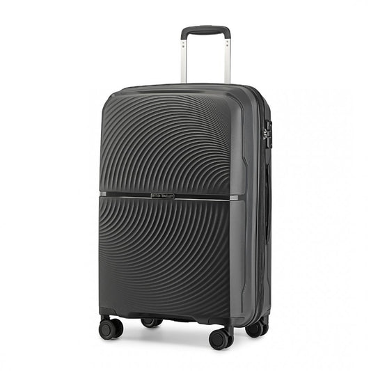 K2393L - VALIZA RIGIDĂ PP CU ROTI SPINNING DE 28 INCHI BRITISH TRAVELLER CU ÎNCHIDERE TSA - NEAGRĂ