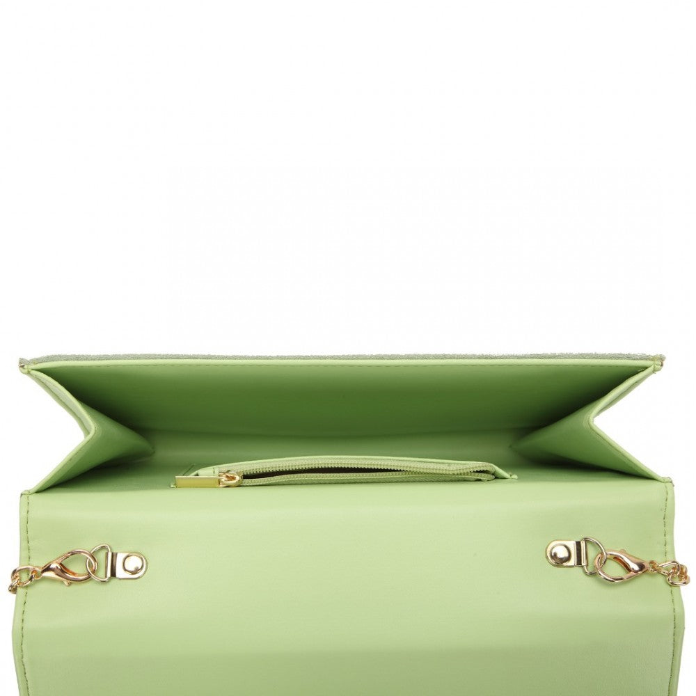 LP1963 - MISS LULU CHEVRON ENVELOPE CLUTCH BAG - GREEN