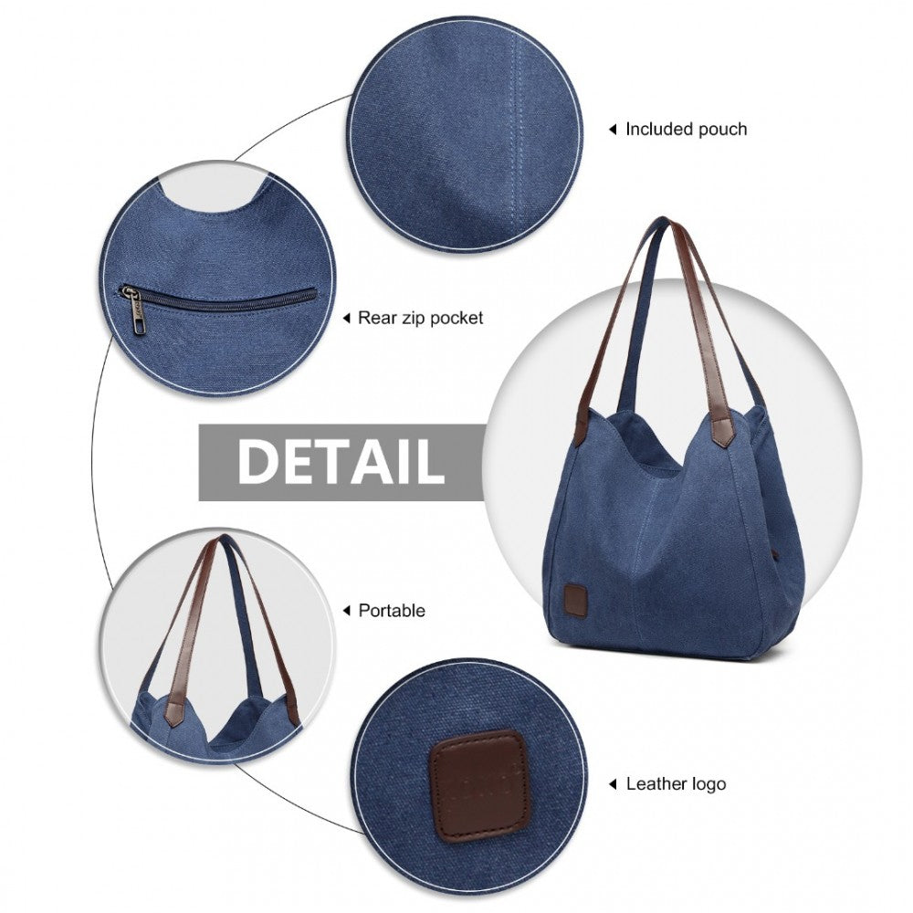 EB2040L - KONO CANVAS SHOULDER TOTE BAG - NAVY