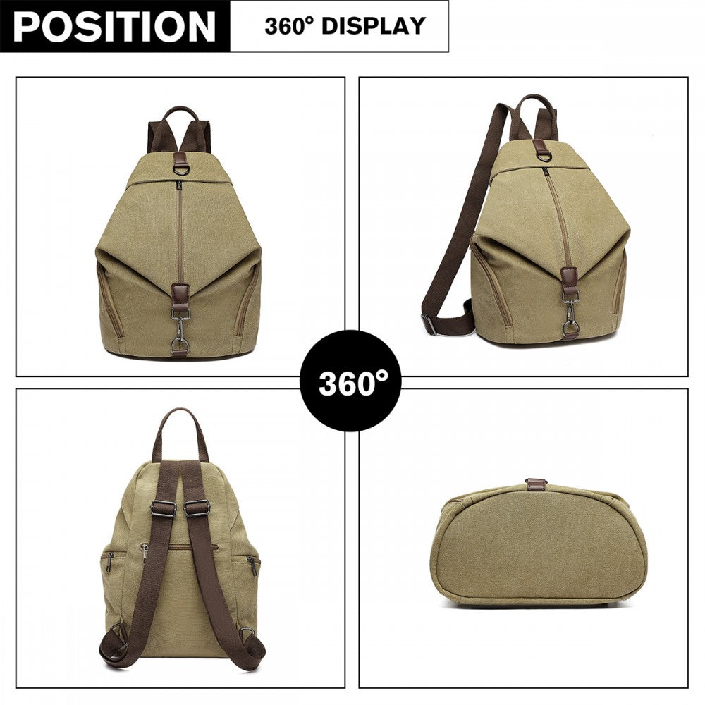 EB2044 - KONO FASHION ANTI-THEFT CANVAS BACKPACK - KHAKI