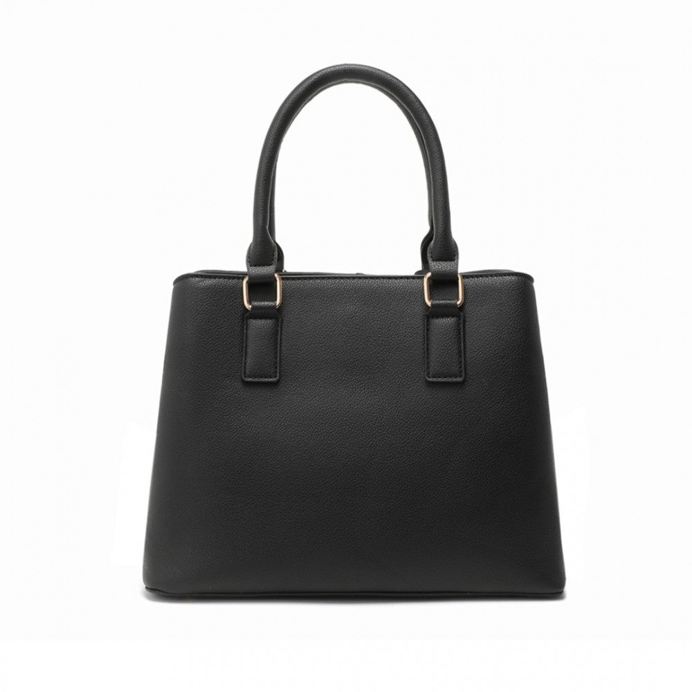 LT2352 - MISS LULU MODERN ELEGANCE PU LEATHER LADY'S TOTE - BLACK