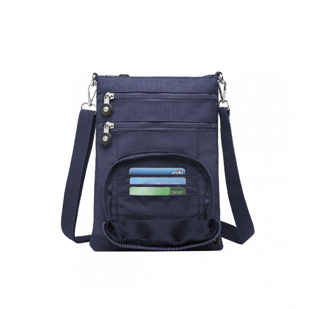 EB2228 - KONO CASUAL MULTI POCKET RFID BLOCKING CROSS BODY BAG - NAVY