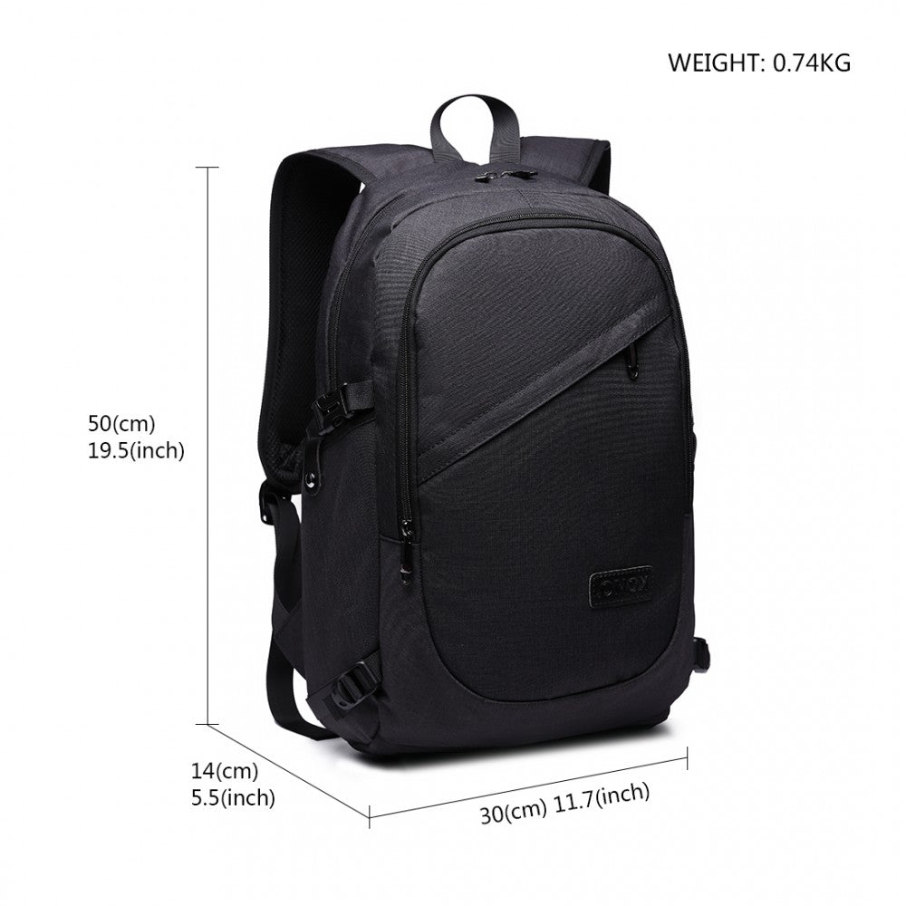 E6715 - KONO BUSINESS LAPTOP BACKPACK WITH USB CHARGING PORT - BLACK