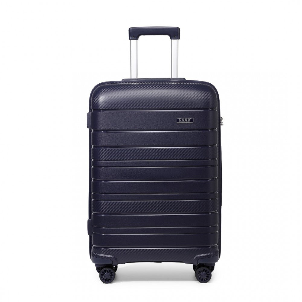 K2091L - KONO 24 INCH MULTI TEXTURE HARD SHELL PP SUITCASE - CLASSIC COLLECTION - NAVY