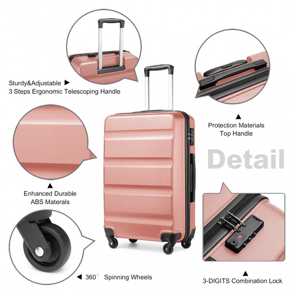 K2191L - KONO 28 INCH CHECK IN LUGGAGE - STREAMLINED ABS HARDSHELL SUITCASE WITH SECURE TSA LOCK - NUDE