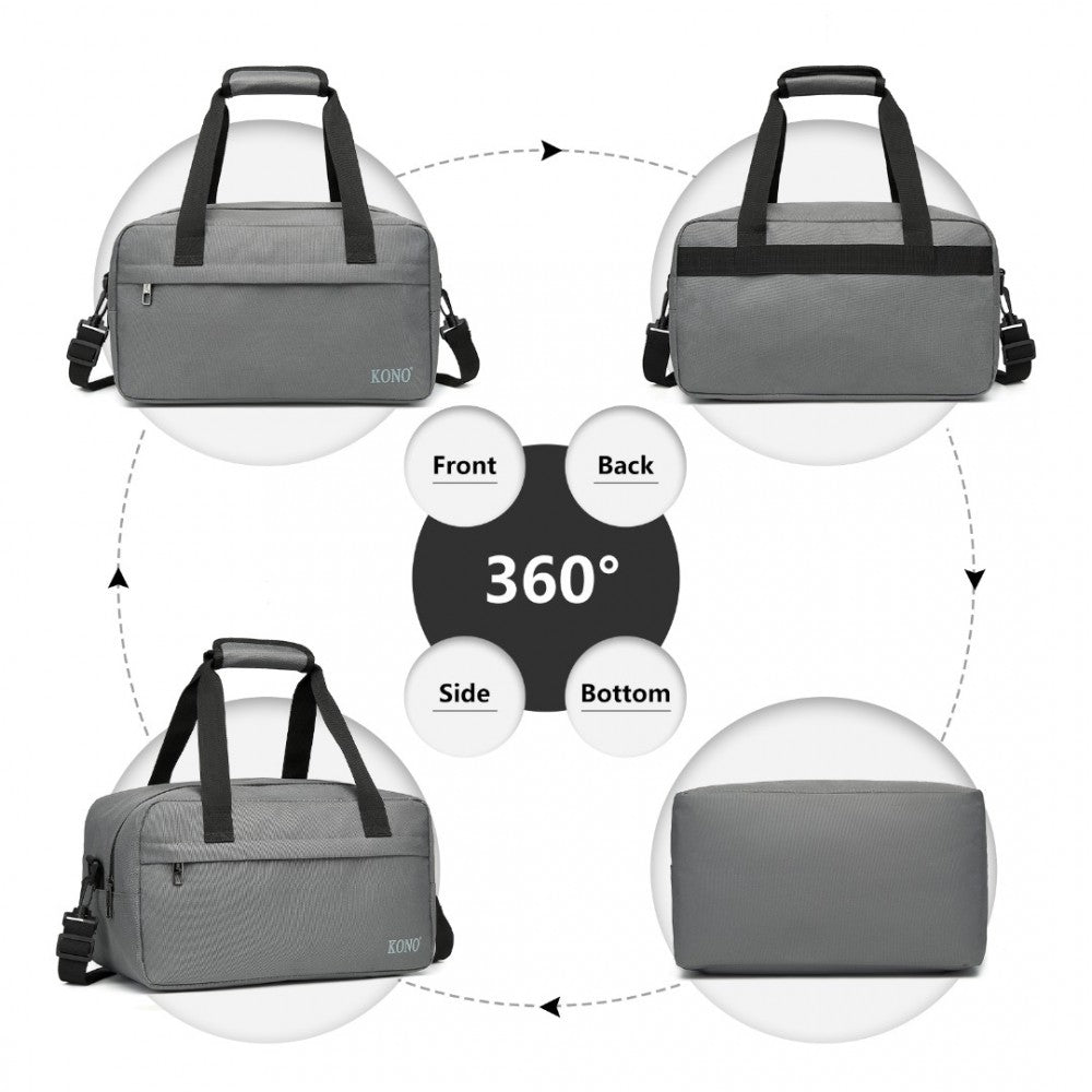 E1960S - KONO LIGHTWEIGHT MULTI PURPOSE UNISEX SPORTS TRAVEL DUFFEL BAG - GREY