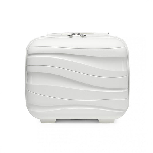 K2094L - KONO 14 INCH LIGHTWEIGHT POLYPROPYLENE HARD SHELL VANITY CASE - CREAM WHITE