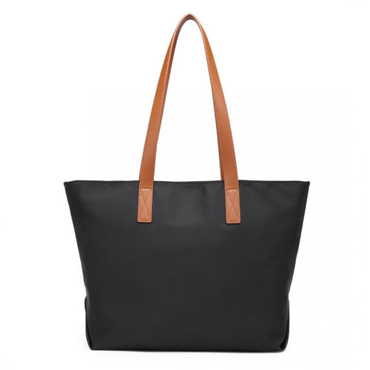 LH2240 - MISS LULU CASUAL WATERPROOF SHOPPING TOTE BAG - BLACK