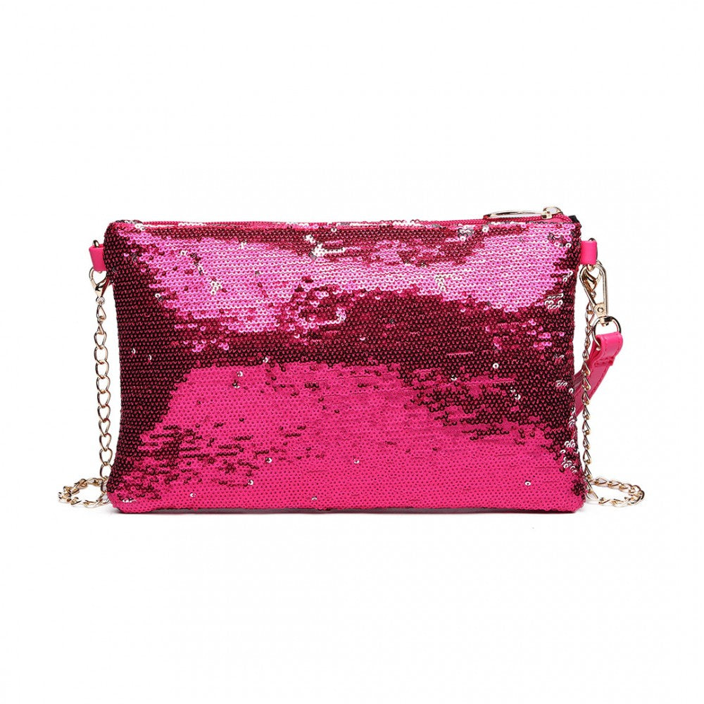 LH1765 - MISS LULU SEQUINS CLUTCH EVENING BAG - PLUM