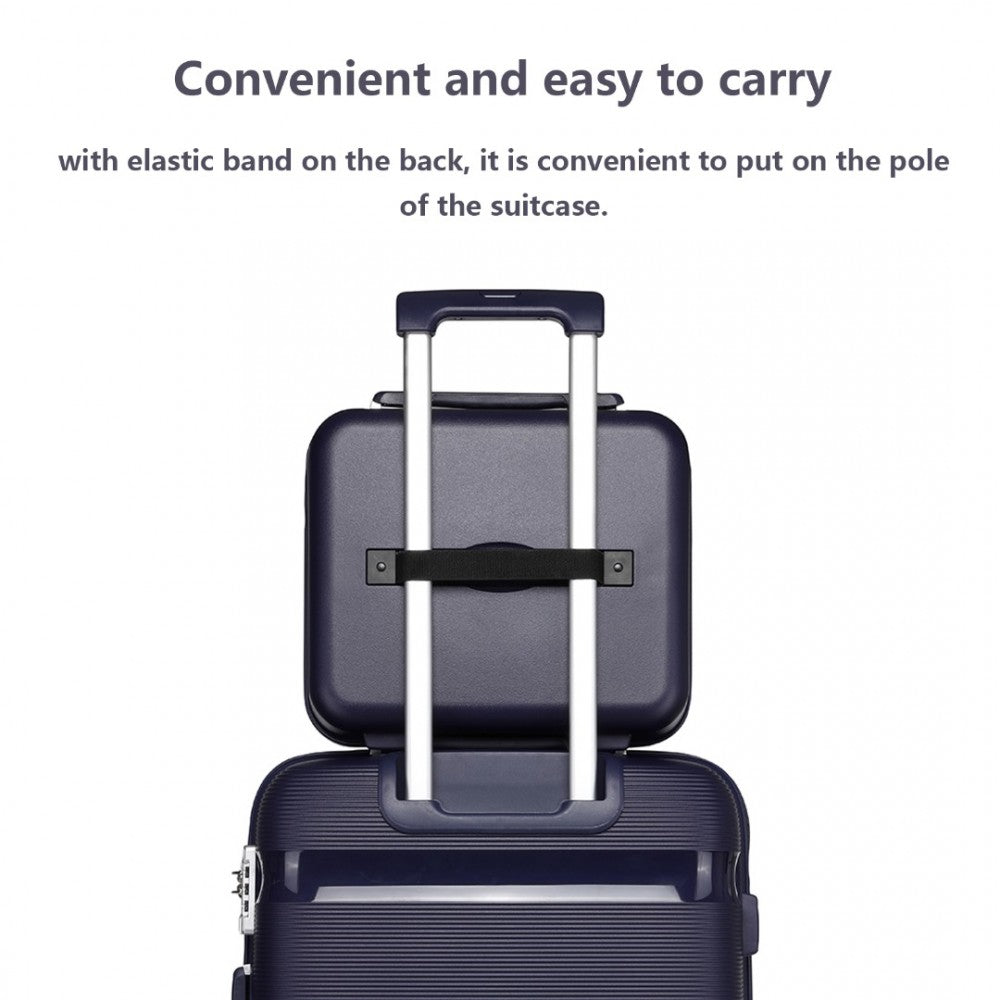 K2092L - KONO 14 INCH BRIGHT HARD SHELL PP VANITY CASE - NAVY