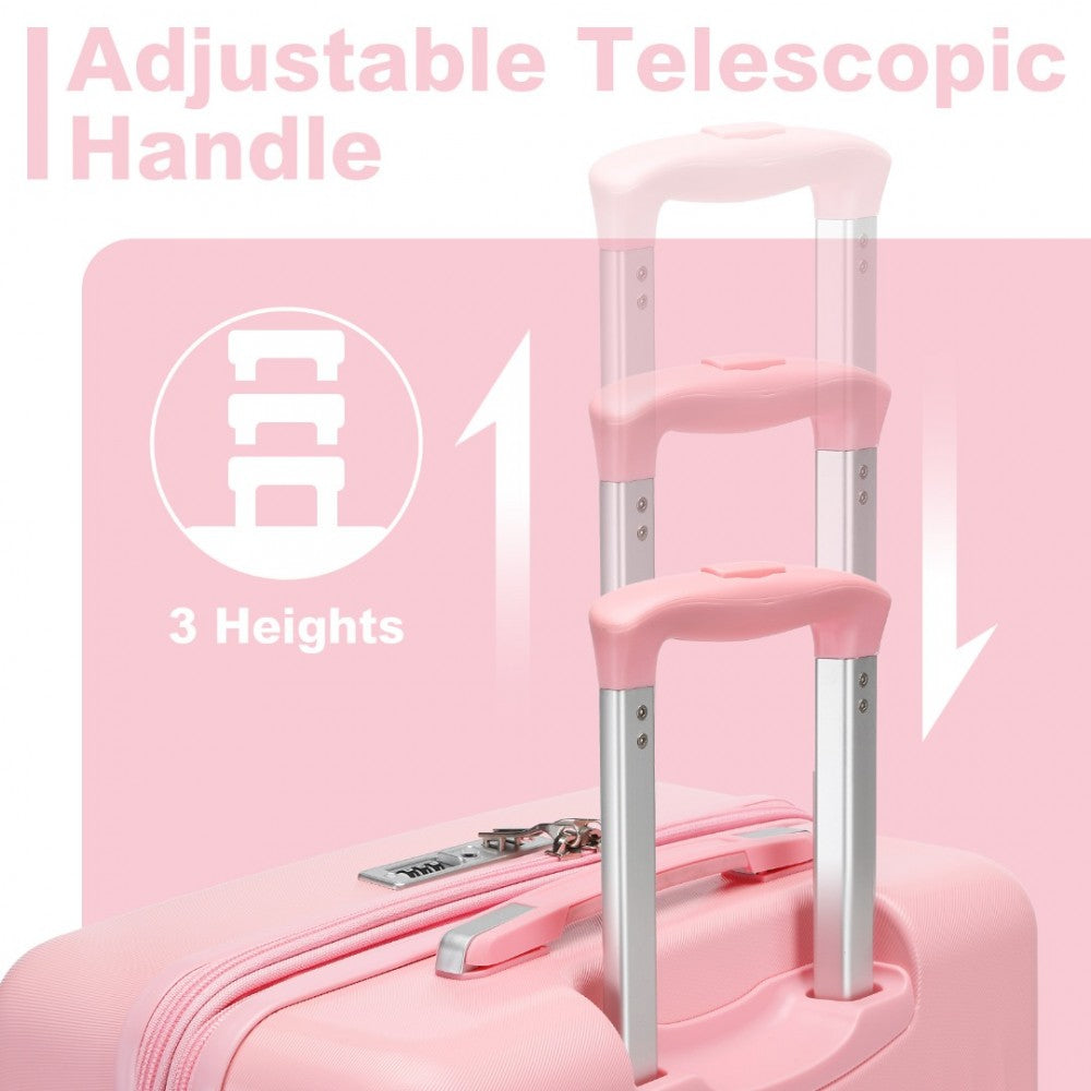 KSK2483 - KONO 24 INCH SLEEK STRIPED CHECK-IN SUITCASE EXPANDABLE DURABLE ABS+PC LUGGAGE WITH FOUR SPINNER WHEELS TSA LOCK - PINK