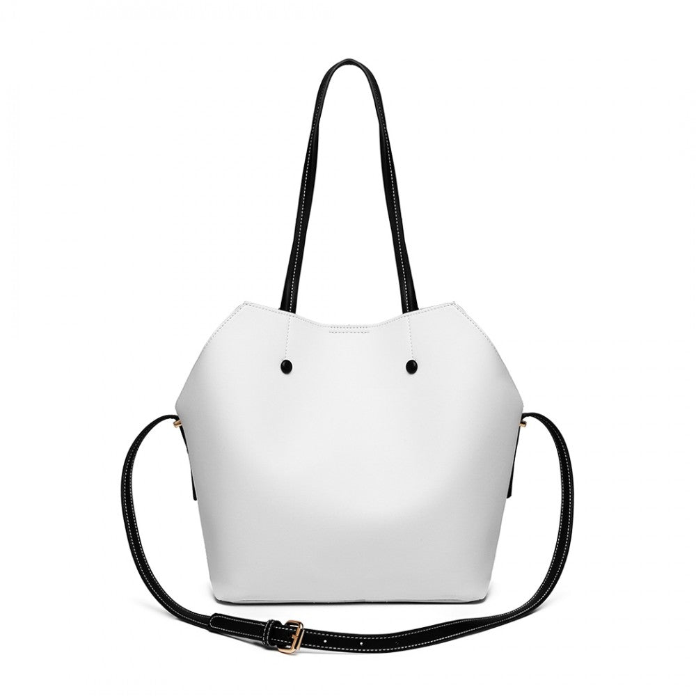 LH1908 - MISS LULU 2 PIECE MULTI-WAY SHOULDER TOTE BAG - WHITE