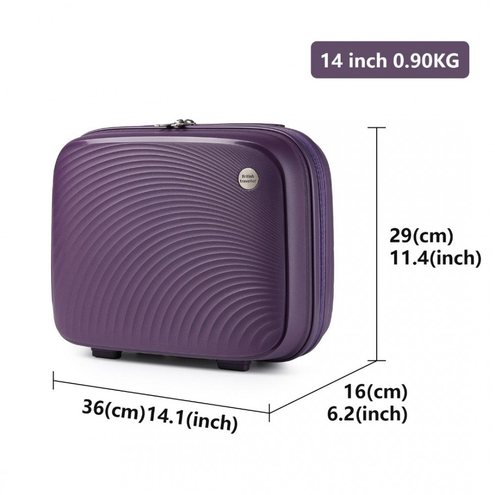 K2393L - BRITISH TRAVELLER LIGHTWEIGHT 14 INCH POLYPROPYLENE VANITY CASE - PURPLE