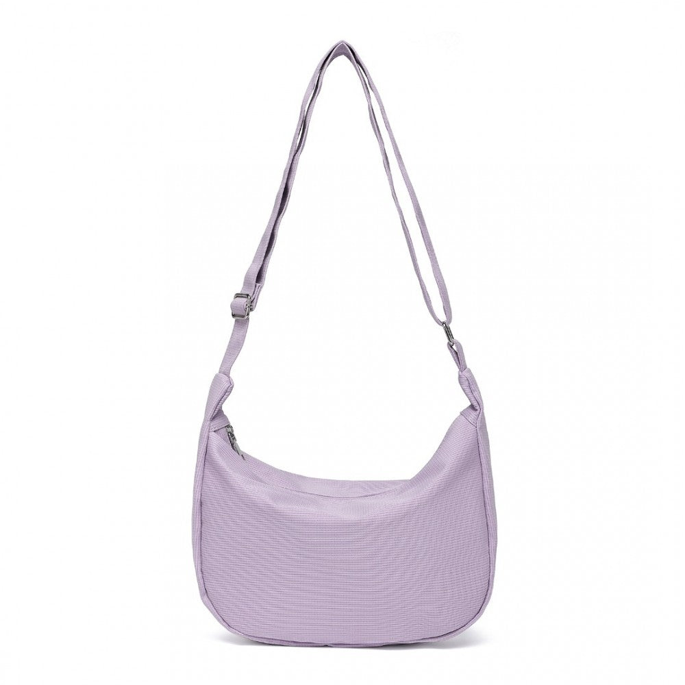 S2314 - WATER-RESISTANT PORTABLE CRESCENT SHOULDER CROSS BODY BAG - PURPLE