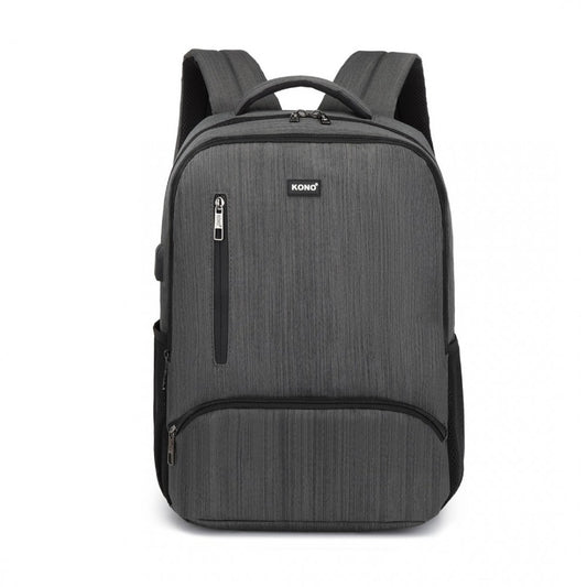 E1978 - KONO MULTI COMPARTMENT BACKPACK WITH USB CONNECTIVITY - GREY