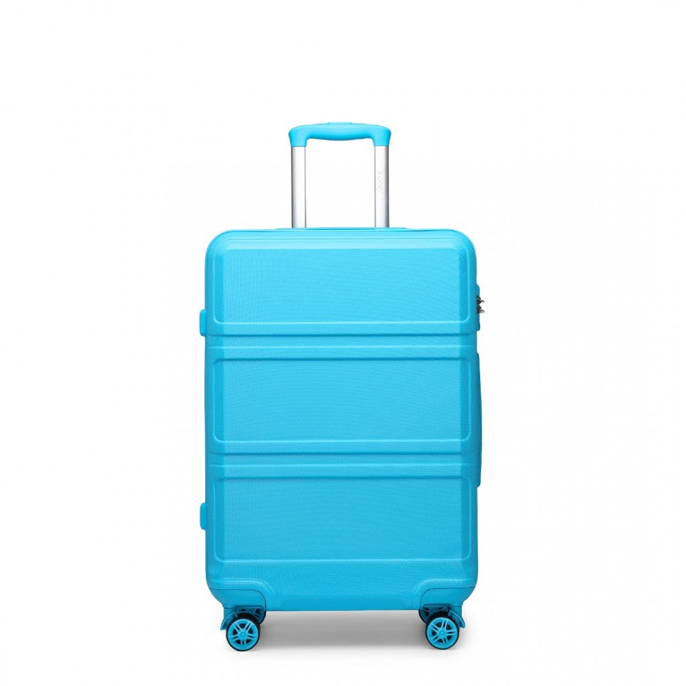 K1871-1L - KONO ABS 28 INCH SCULPTED HORIZONTAL DESIGN SUITCASE - BLUE