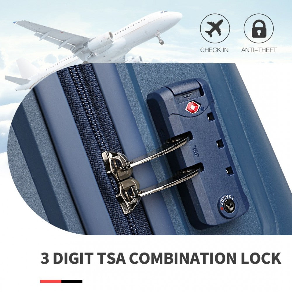 K2393L - BRITISH TRAVELLER 4 PCS SET SPINNER HARD SHELL PP SUITCASE WITH TSA LOCK AND VANITY CASE - NAVY