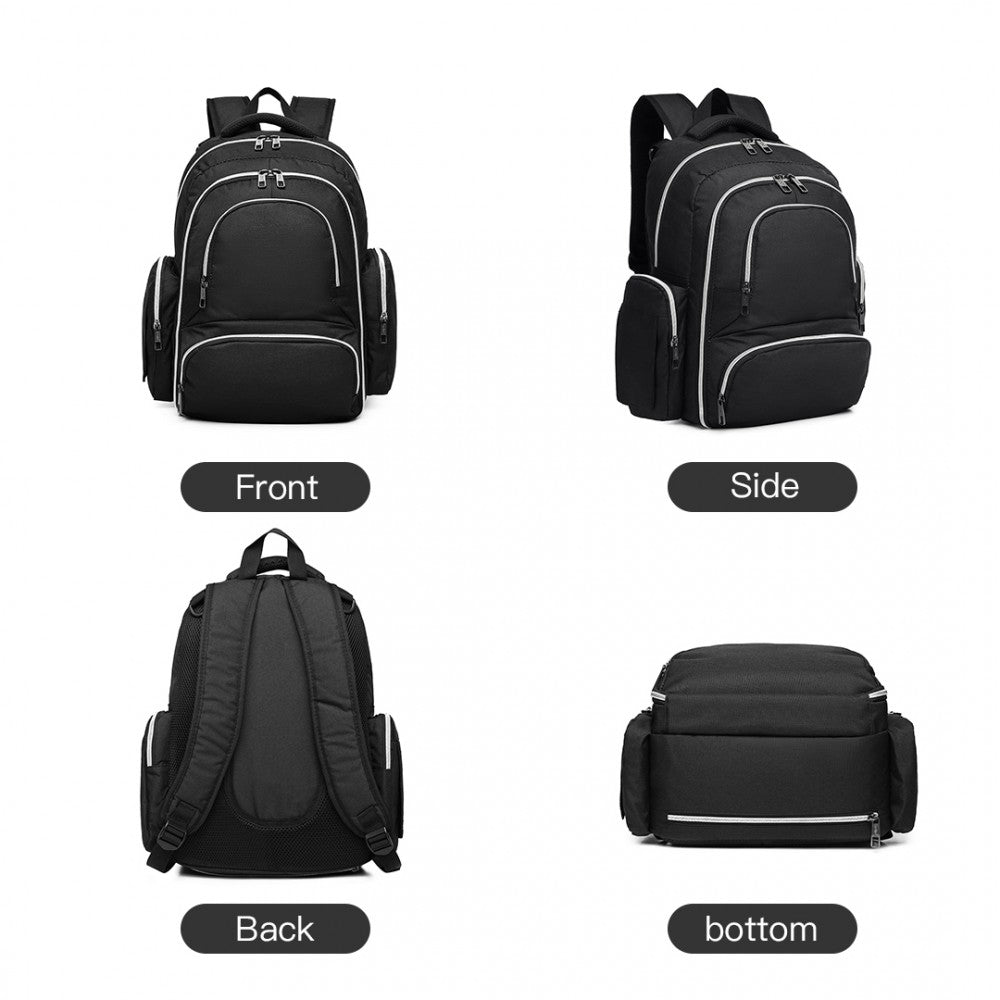 E6706 - KONO LARGE CAPACITY MULTI FUNCTION BABY DIAPER BACKPACK - BLACK