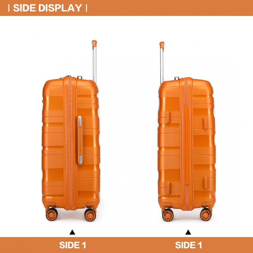 K2094L - KONO 24 INCH LIGHTWEIGHT POLYPROPYLENE HARD SHELL SUITCASE WITH TSA LOCK - ORANGE