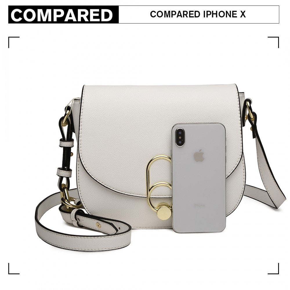 LZ1831 - MISS LULU CROSS BODY SADDLE BAG - WHITE