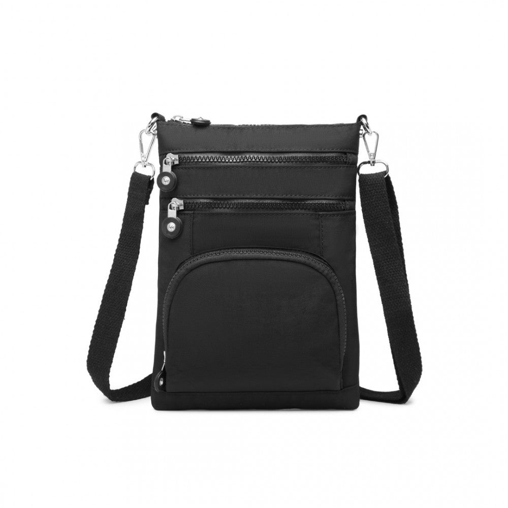 EB2228 - KONO CASUAL MULTI POCKET RFID BLOCKING CROSS BODY BAG - BLACK