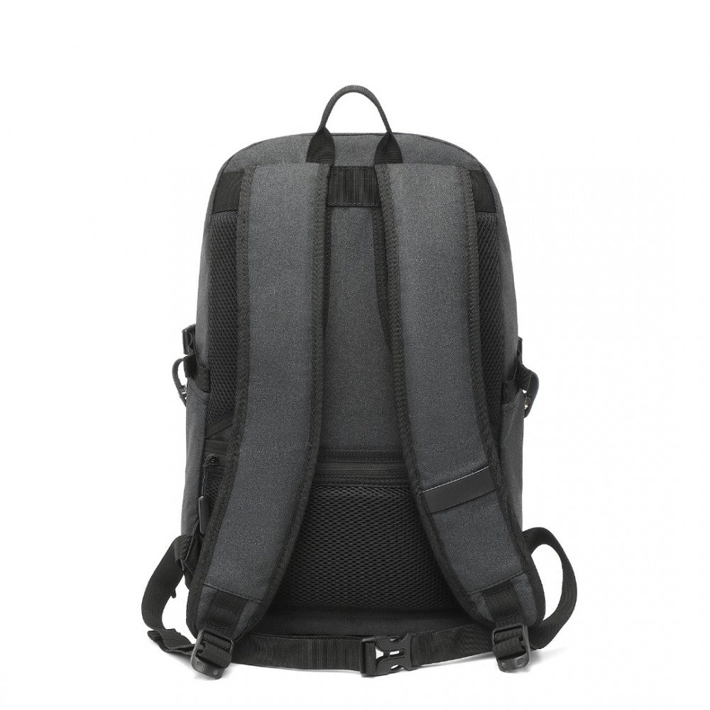 EM2347 - KONO MULTI-COMPARTMENT WATER-RESISTANT BACKPACK WITH USB CHARGING PORT - BLACK