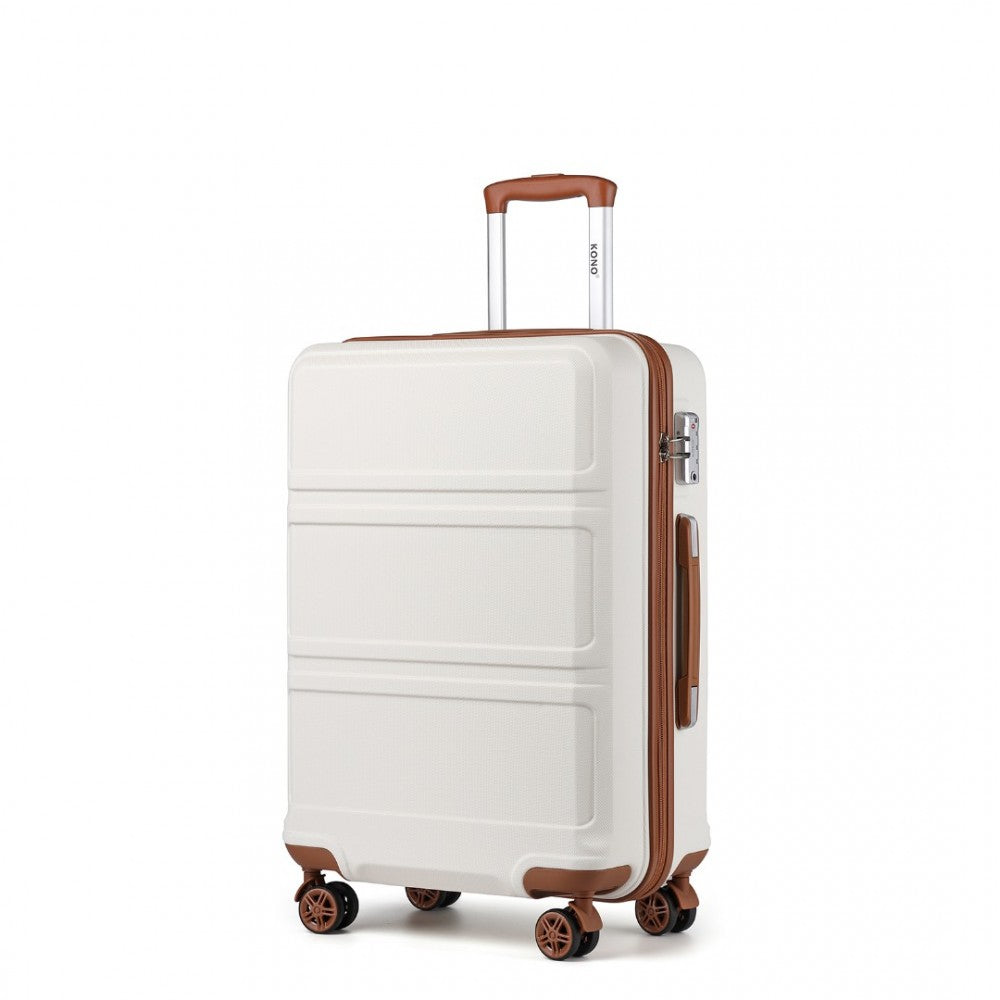 K1871-1L - KONO ABS 24 INCH SCULPTED HORIZONTAL DESIGN SUITCASE - CREAM