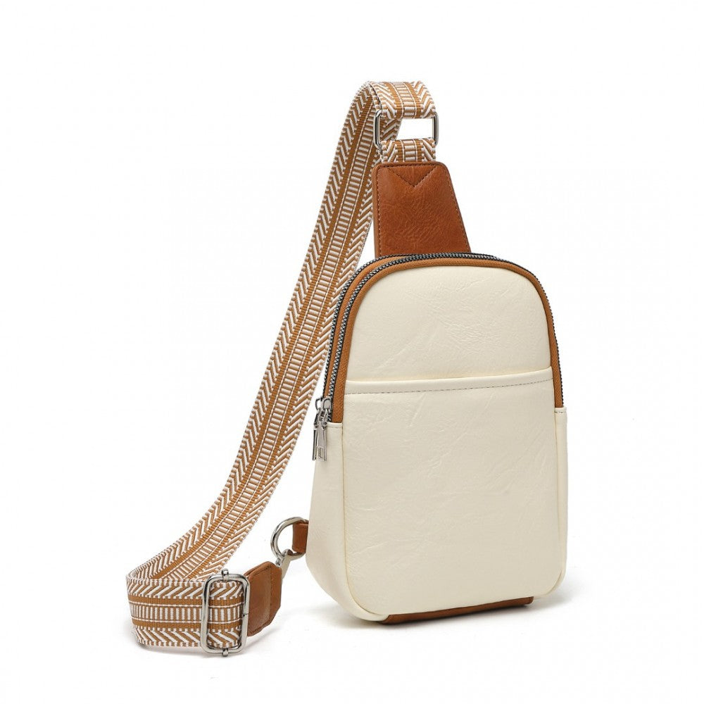 LB2356 - MISS LULU CONVERTIBLE PU LEATHER MULTI-WEAR CHEST BAG - BEIGE AND BROWN