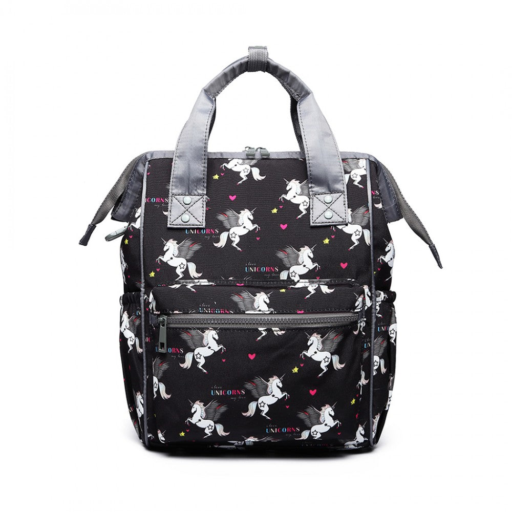 LB6896 - MISS LULU CHILD'S UNICORN BACKPACK WITH PENCIL CASE - BLACK