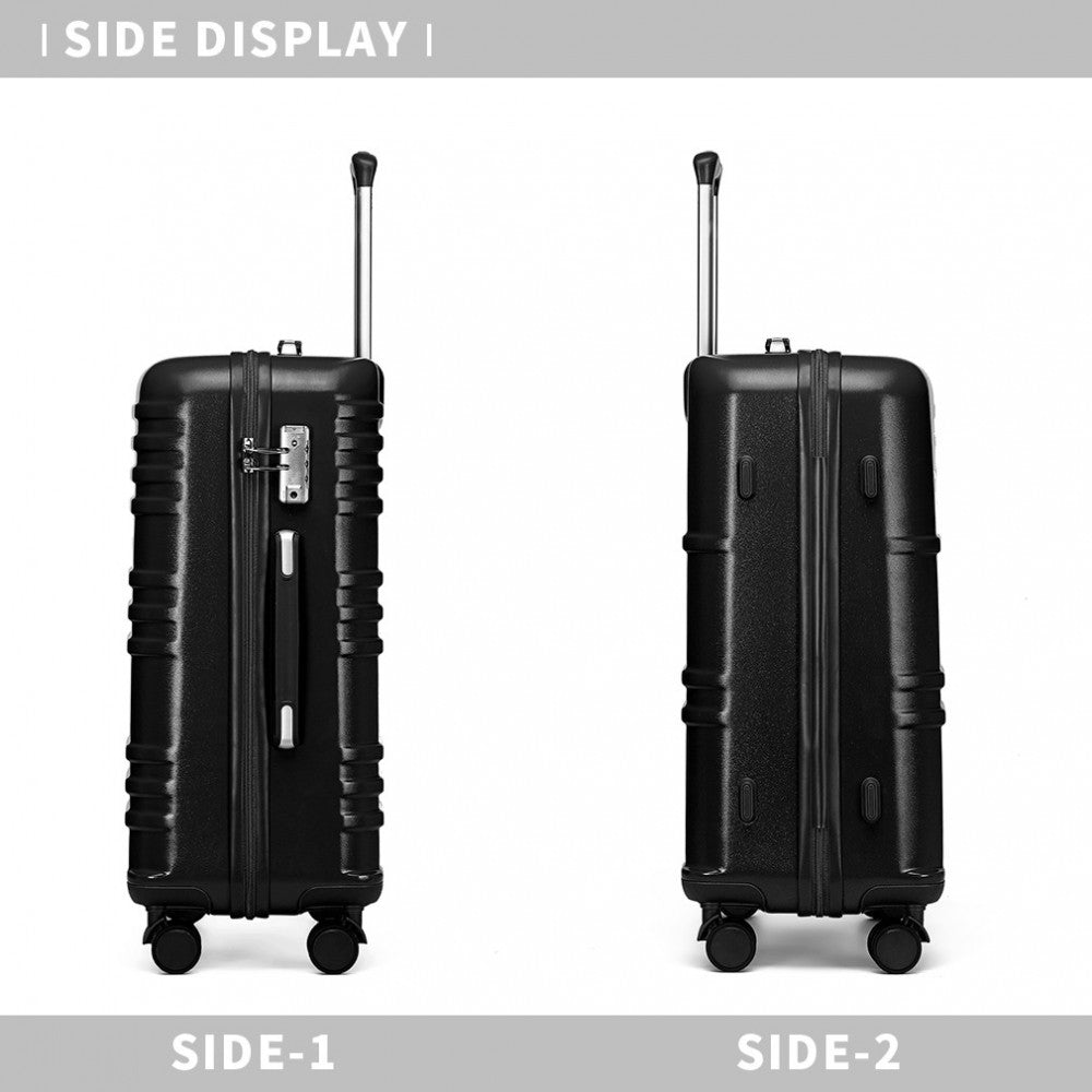 K2391L - BRITISH TRAVELLER 28 INCH DURABLE POLYCARBONATE AND ABS HARD SHELL SUITCASE WITH TSA LOCK - BLACK