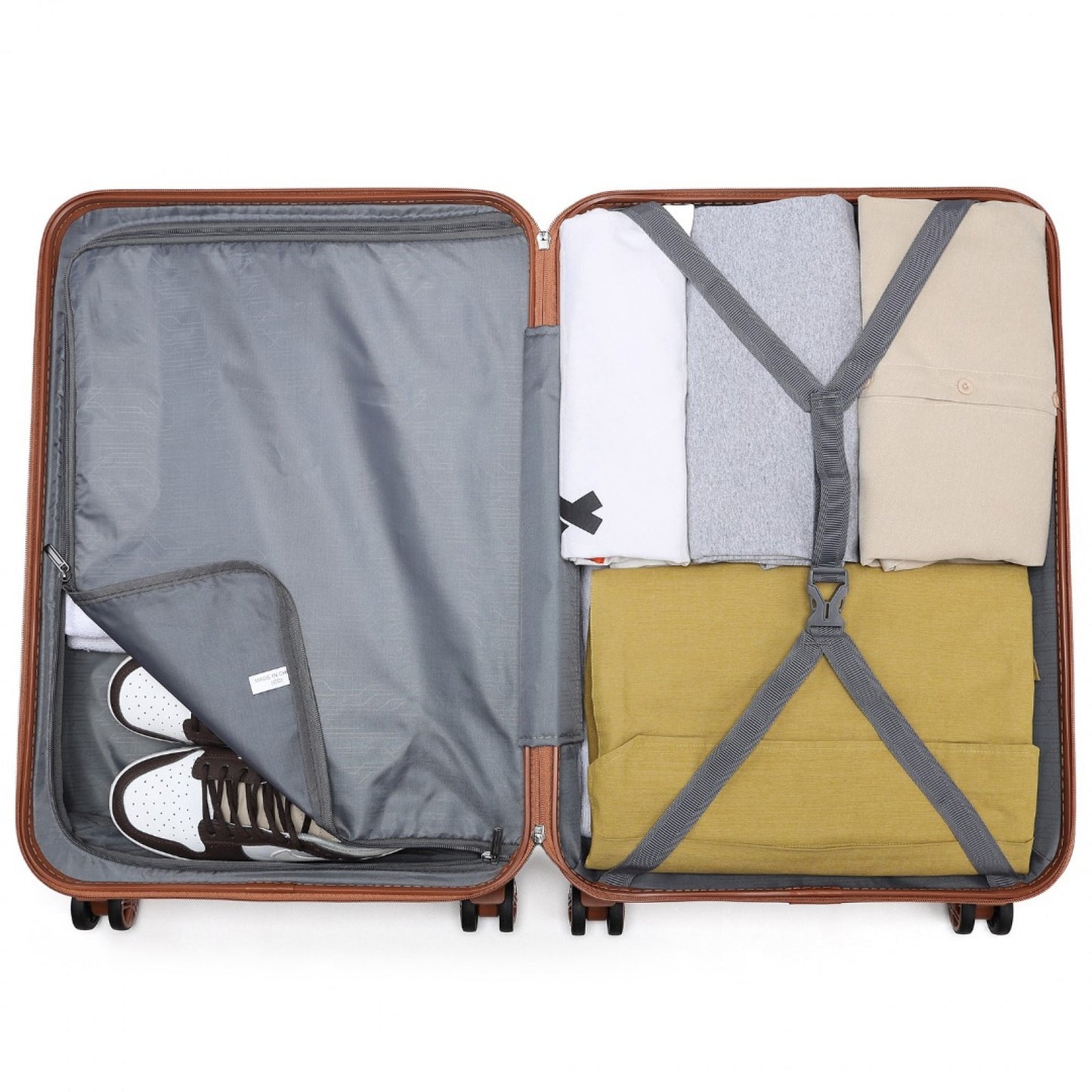 K1871-1L - KONO ABS 20 INCH SCULPTED HORIZONTAL DESIGN CABIN LUGGAGE - CREAM - The Baggage Shop