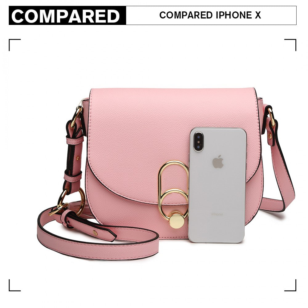 LZ1831 - MISS LULU CROSS BODY SADDLE BAG - PINK