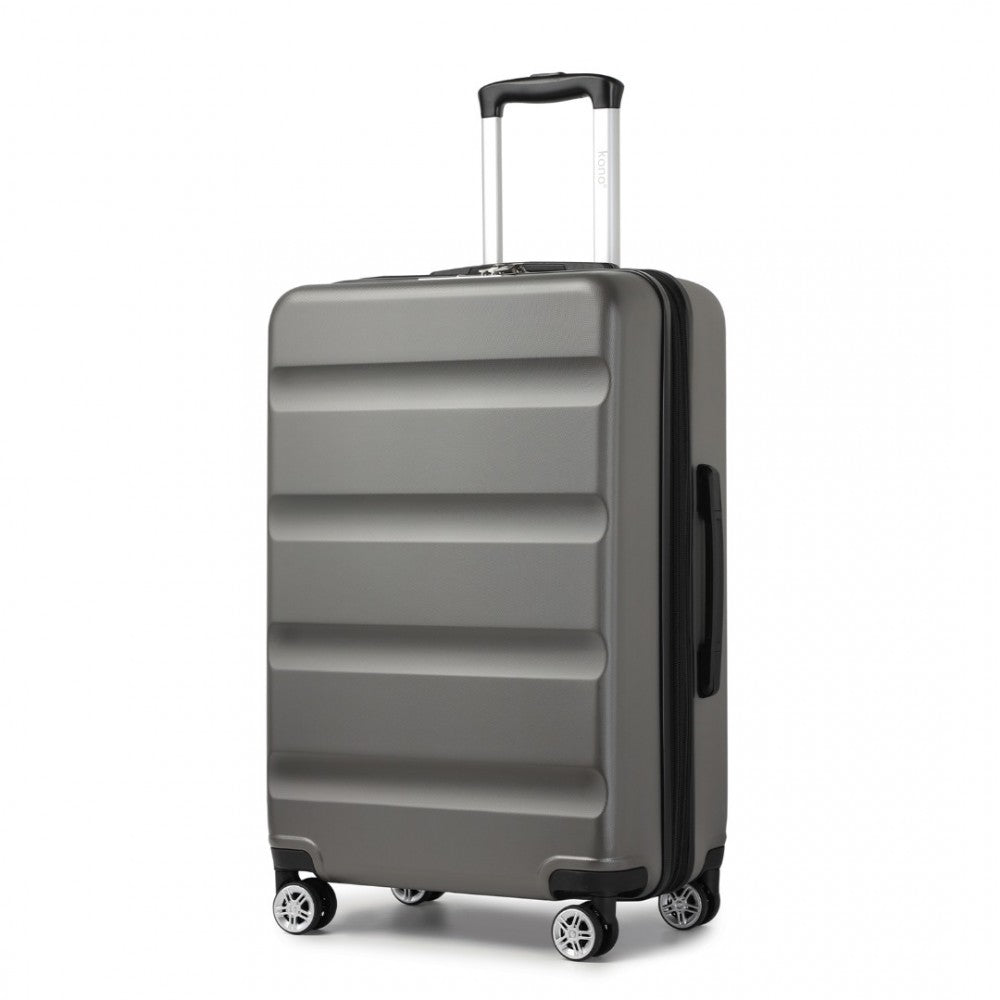 KSK2482 - KONO 24 INCH EXPANDABLE HORIZONTAL ENGRAVED HARD SHELL ABS+PC CHECK-IN SUITCASE WITH TSA LOCK - GREY - The Baggage Shop