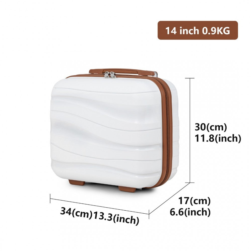 K2094L - KONO 14 INCH LIGHTWEIGHT POLYPROPYLENE HARD SHELL VANITY CASE - CREAM