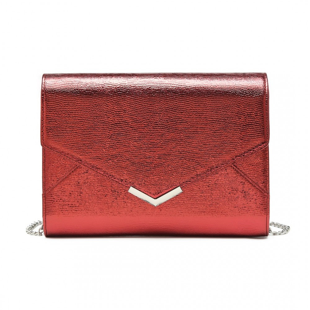 LP2306 - MISS LULU GLITTER ENVELOPE FLAP CLUTCH EVENING BAG - RED