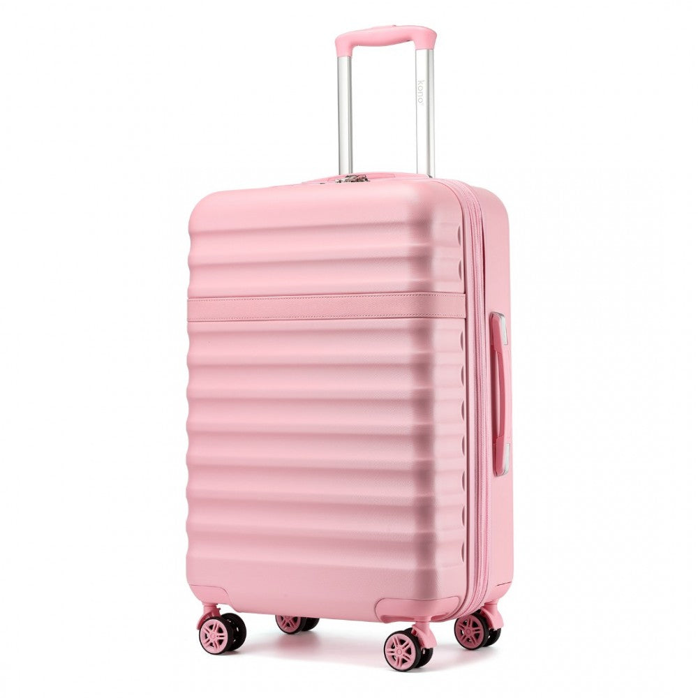 KSK2484 - KONO 24 INCH EXPANDABLE LIGHTWEIGHT HARD SHELL ABS+PC CHECK-IN SUITCASE WITH TSA LOCK IDEAL FOR EXTENDED TRIPS AND SECURE TRAVEL - PINK