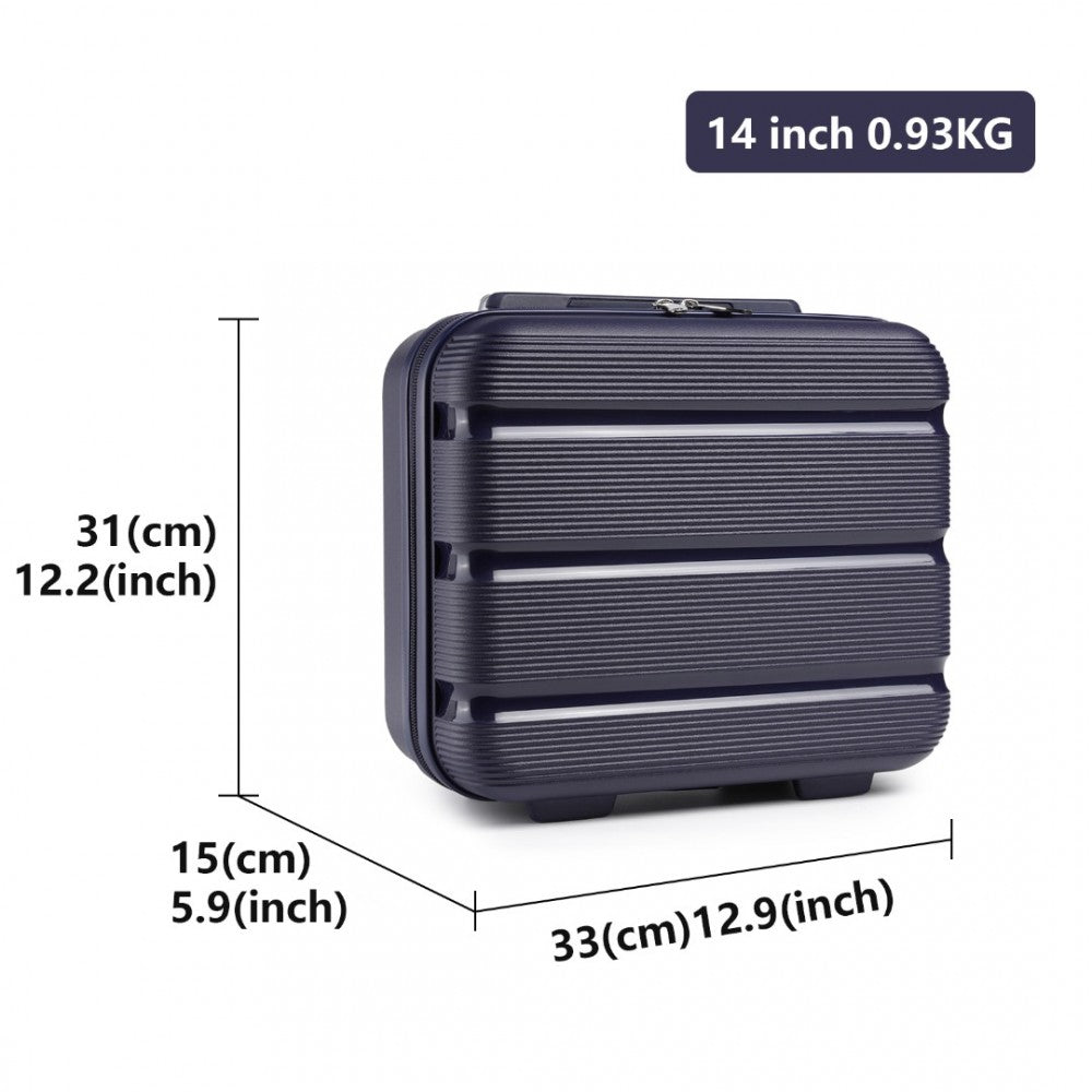 K2092L - KONO 14 INCH BRIGHT HARD SHELL PP VANITY CASE - NAVY