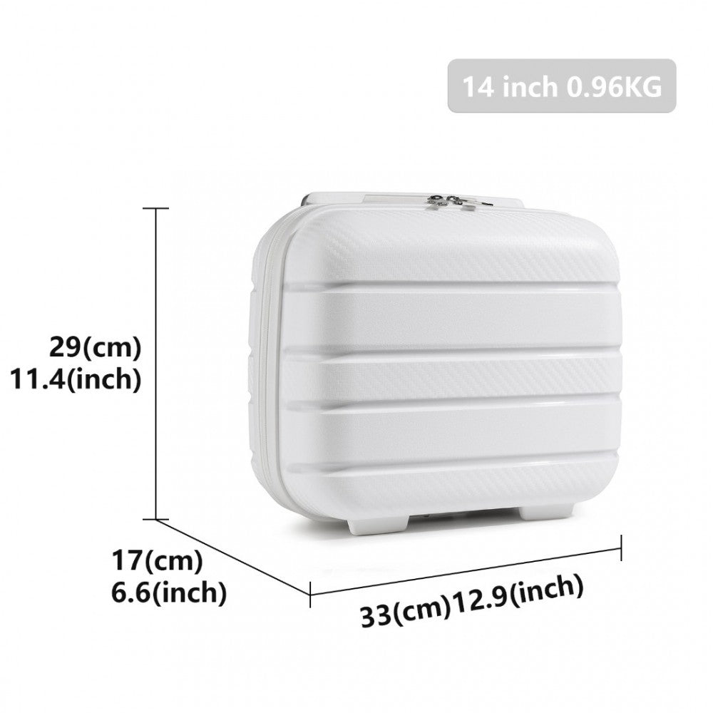 K2091L - KONO 14 INCH MULTI TEXTURE HARD SHELL PP VANITY CASE - CLASSIC COLLECTION - WHITE