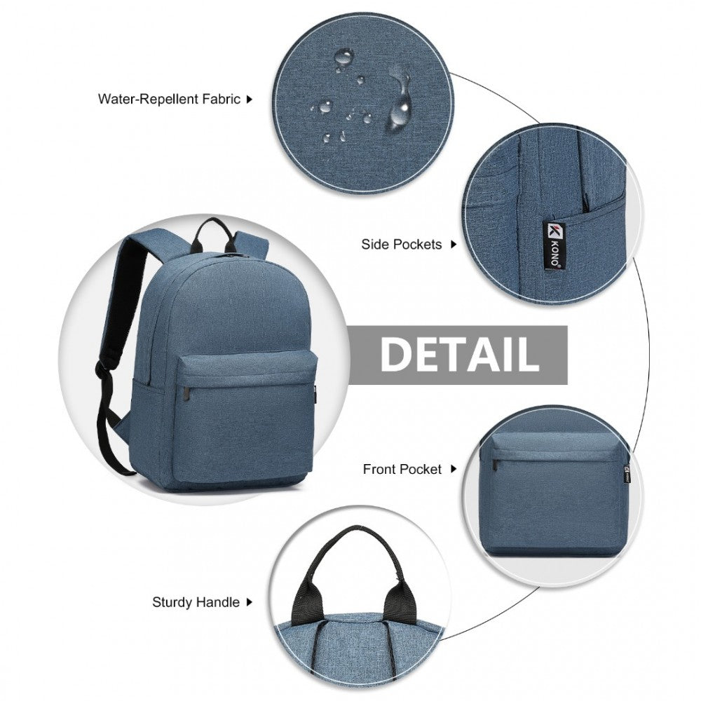 E1930 - KONO DURABLE POLYESTER EVERYDAY BACKPACK WITH SLEEK DESIGN - NAVY