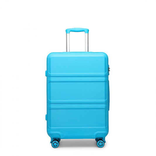 K1871-1L - KONO ABS 20 INCH SCULPTED HORIZONTAL DESIGN CABIN LUGGAGE - BLUE - The Baggage Shop
