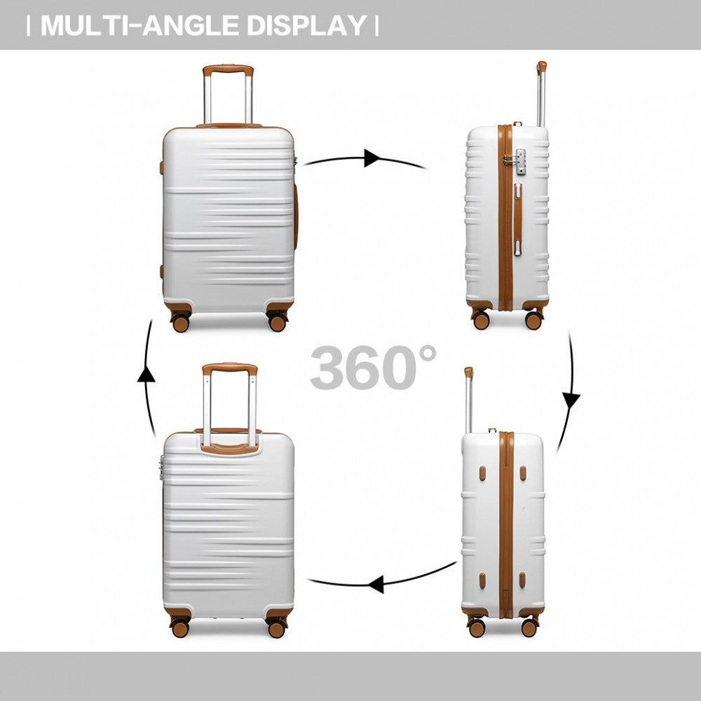 K2391L - BRITISH TRAVELLER 24 INCH DURABLE POLYCARBONATE AND ABS HARD SHELL SUITCASE WITH TSA LOCK - WHITE