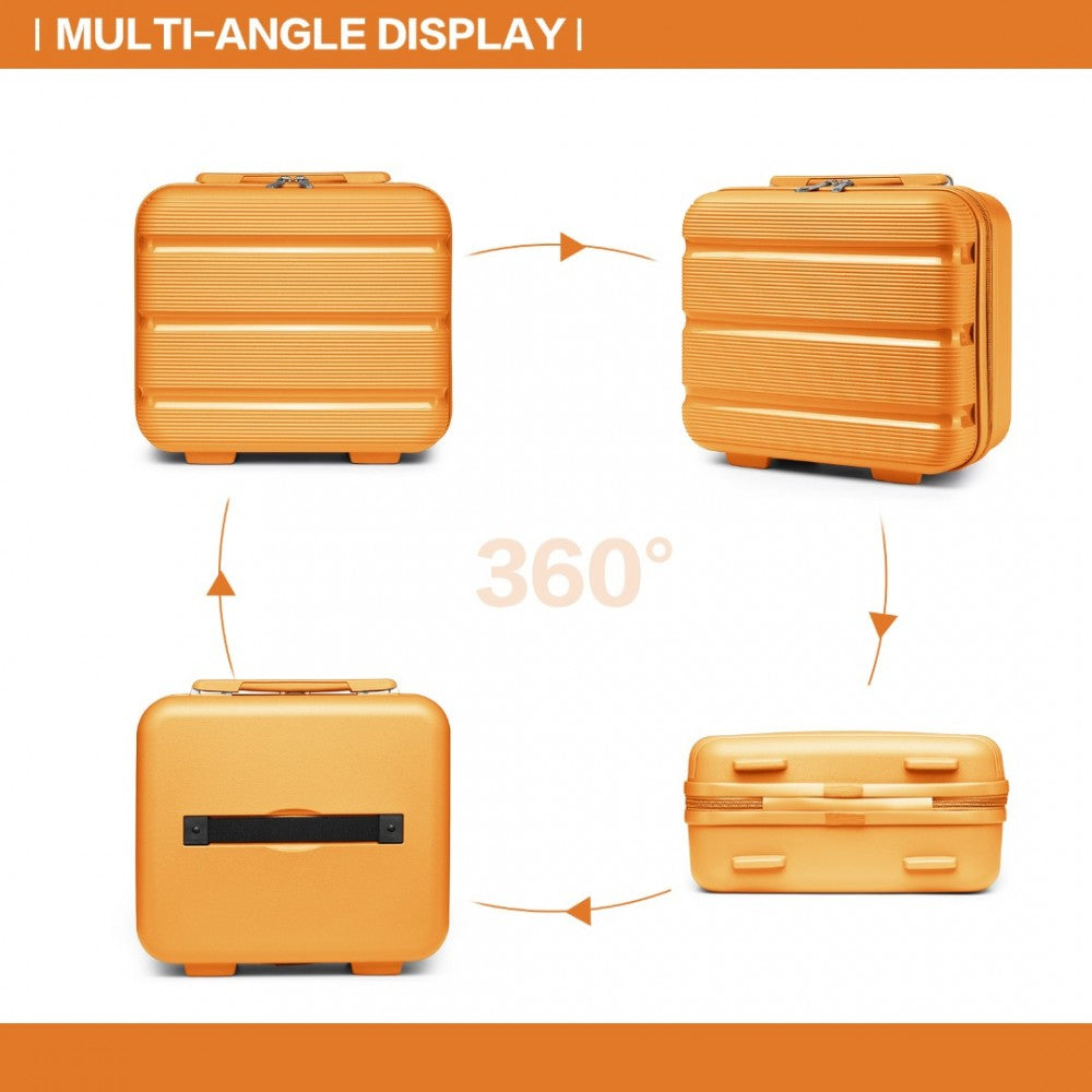 K2092L - KONO BRIGHT HARD SHELL PP SUITCASE WITH TSA LOCK AND VANITY CASE 4 PIECES SET - CLASSIC COLLECTION - ORANGE