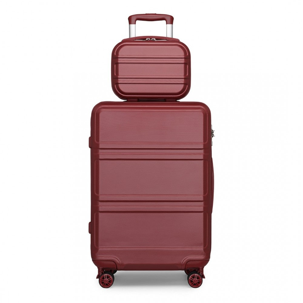 K1871-1L - SET DE VALIZE KONO ABS CU 4 ROȚI ȘI CAZ VANITATE - BURGUNDY