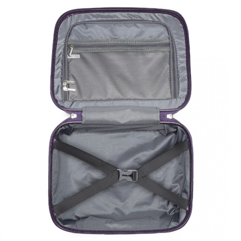 K2393L - BRITISH TRAVELLER 4 PCS SET SPINNER HARD SHELL PP SUITCASE WITH TSA LOCK AND VANITY CASE - PURPLE