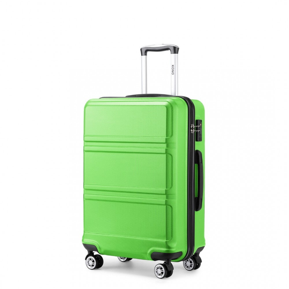 K1871-1L - KONO ABS 28 INCH SCULPTED HORIZONTAL DESIGN SUITCASE - GREEN