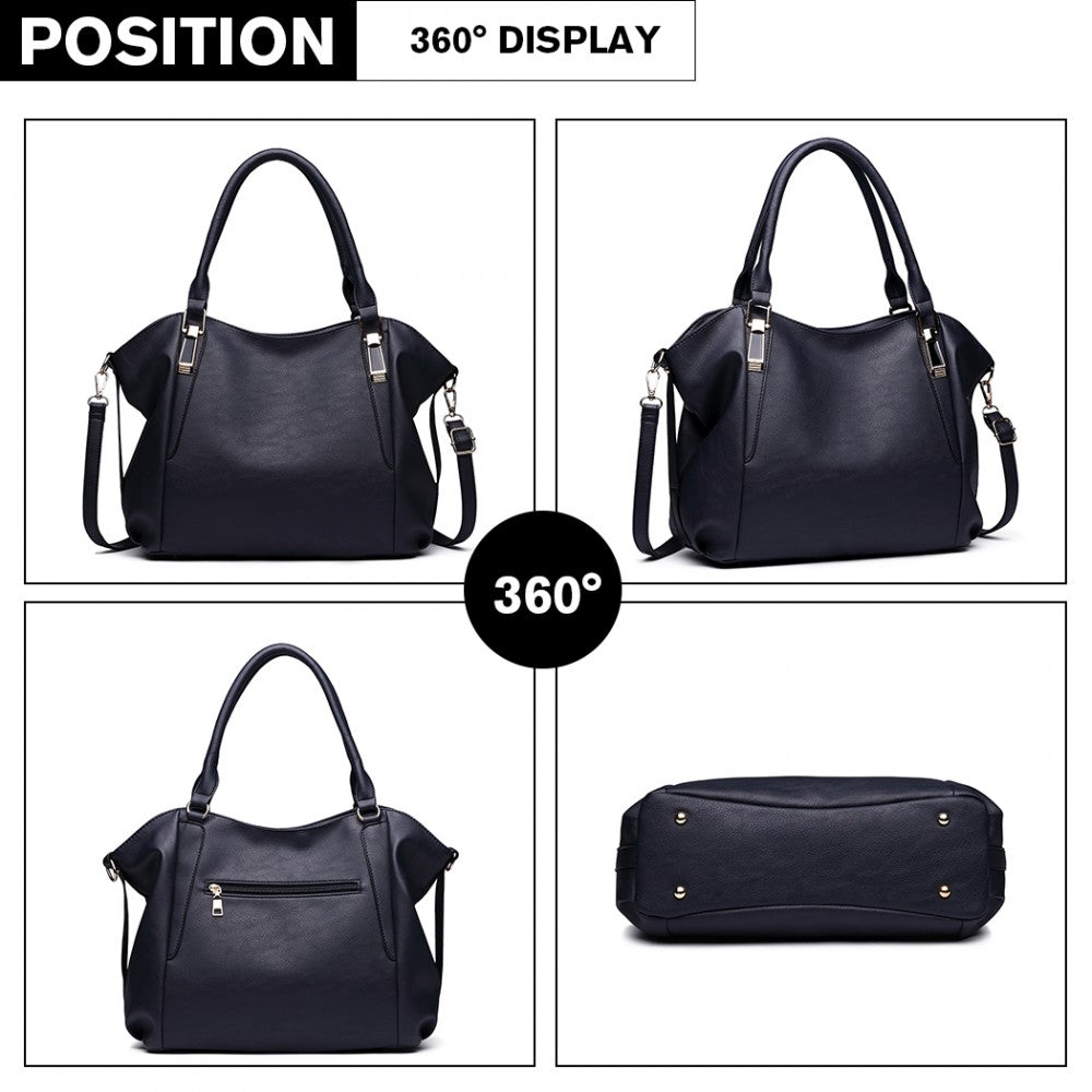 S1716 - MISS LULU SOFT LEATHER ELEGANT SIMPLE SHOULDER BAG - NAVY