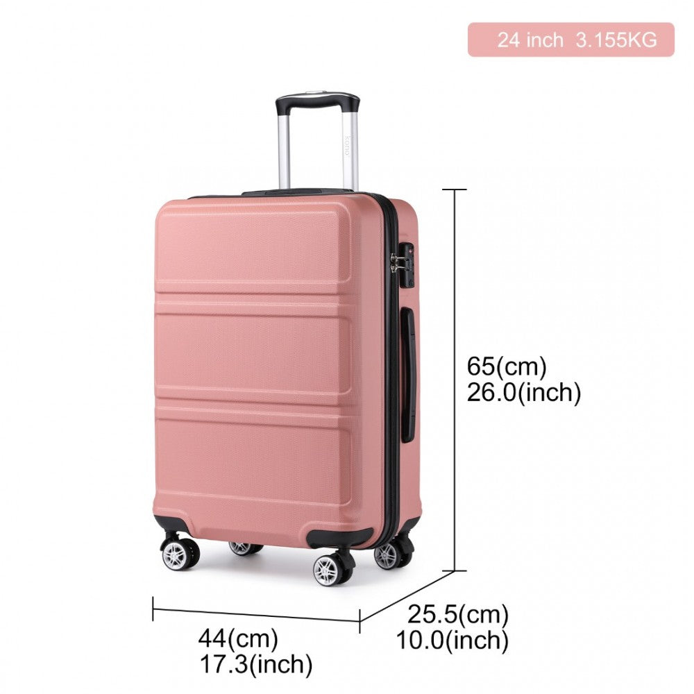 K1871-1L - KONO ABS 24 INCH SCULPTED HORIZONTAL DESIGN SUITCASE - NUDE