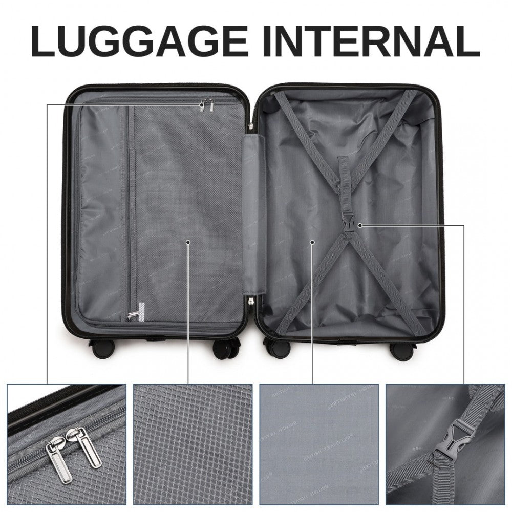 K2391L - BRITISH TRAVELLER 28 INCH DURABLE POLYCARBONATE AND ABS HARD SHELL SUITCASE WITH TSA LOCK - NAVY