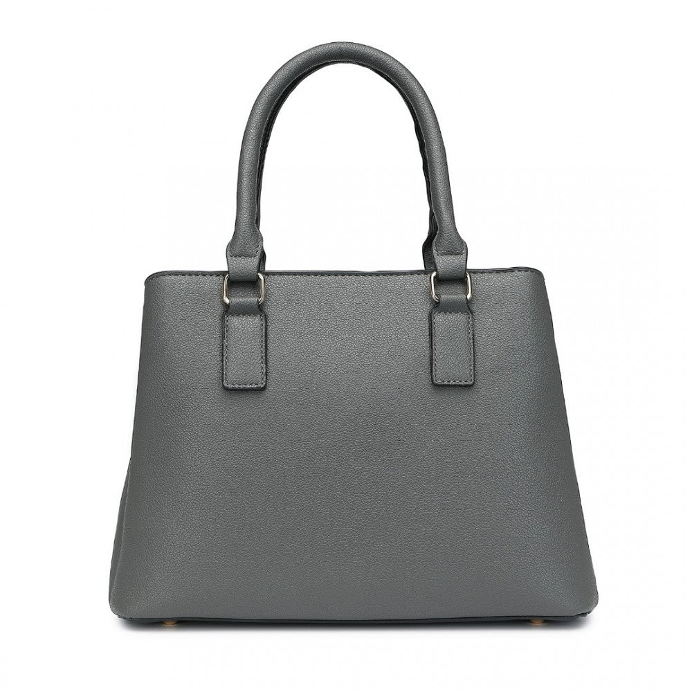 LT2352 - MISS LULU MODERN ELEGANCE PU LEATHER LADY'S TOTE - GREY AND PINK